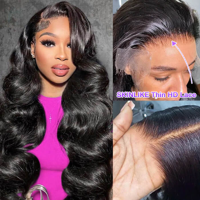 Natural Color Body Wave 13x4 Lace Front Human Hair Wigs