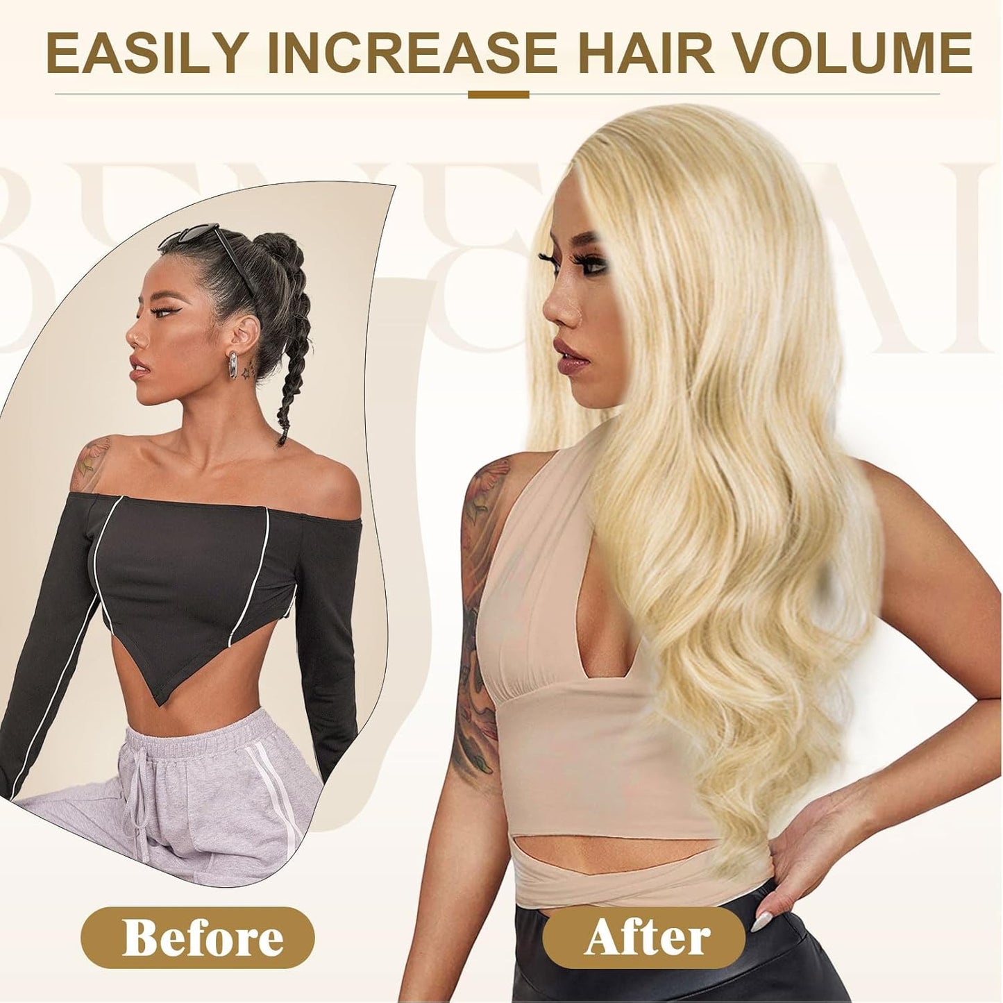 27'' Long Blonde Wave Wig for Women, Curly Synthetic Hair for Cosplay Party, Daily Use