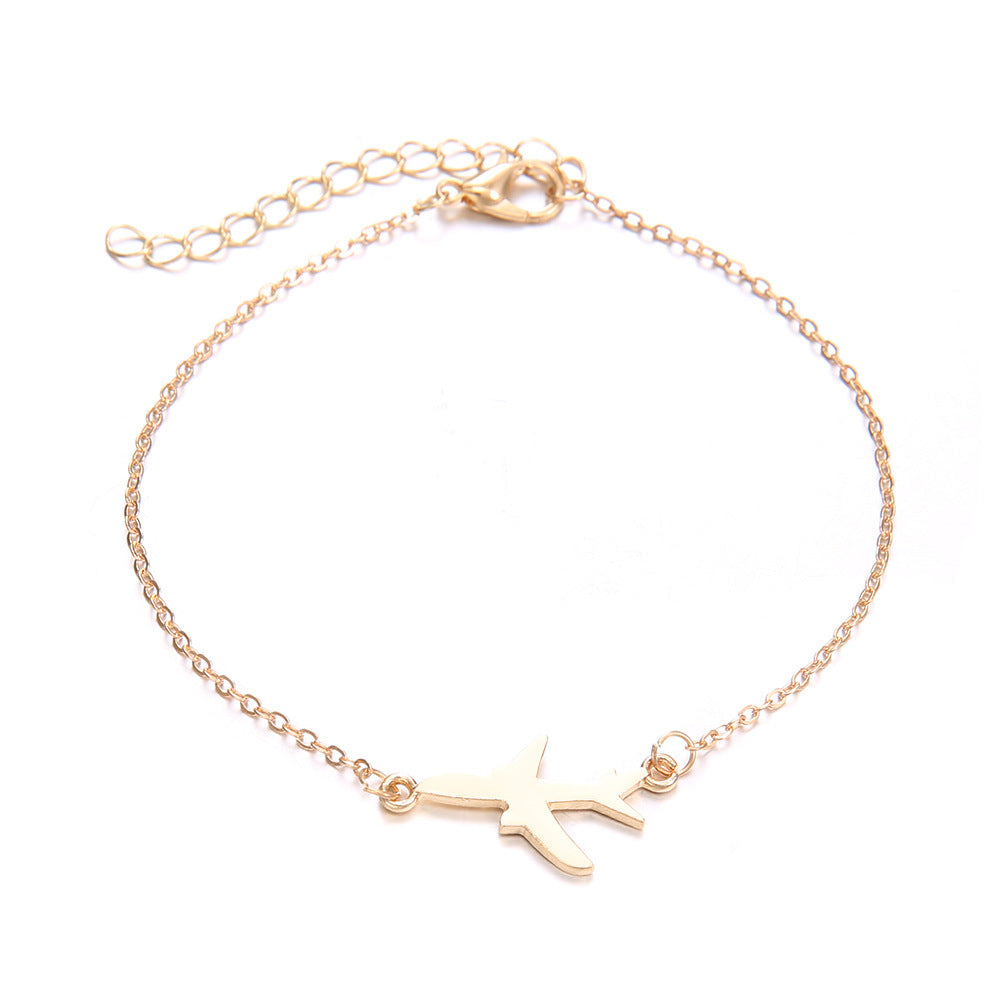 European And American Bohemian Aircraft Map Charm Bracelet 3-piece Set For Women