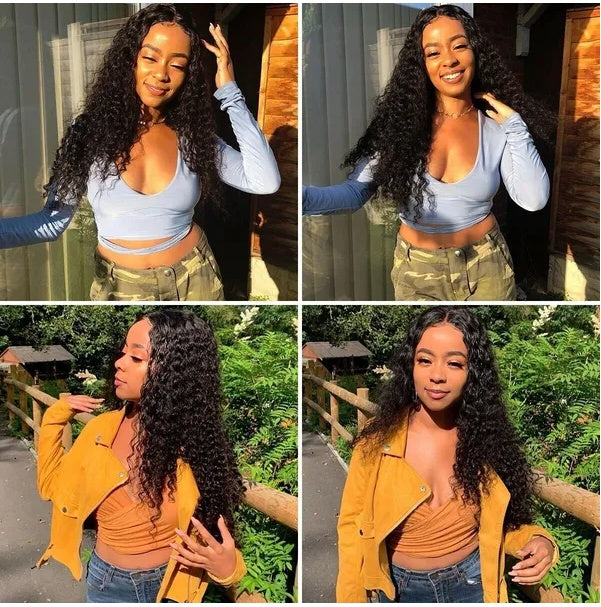 Brazilian Human Long Curly Lace Wavy Hair Wigs