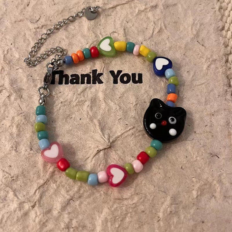 Special-interest Design Cat Beaded Bracelet For Women