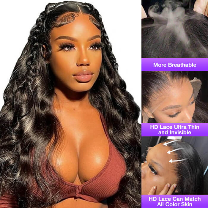 Natural Color Body Wave 13x4 Lace Front Human Hair Wigs