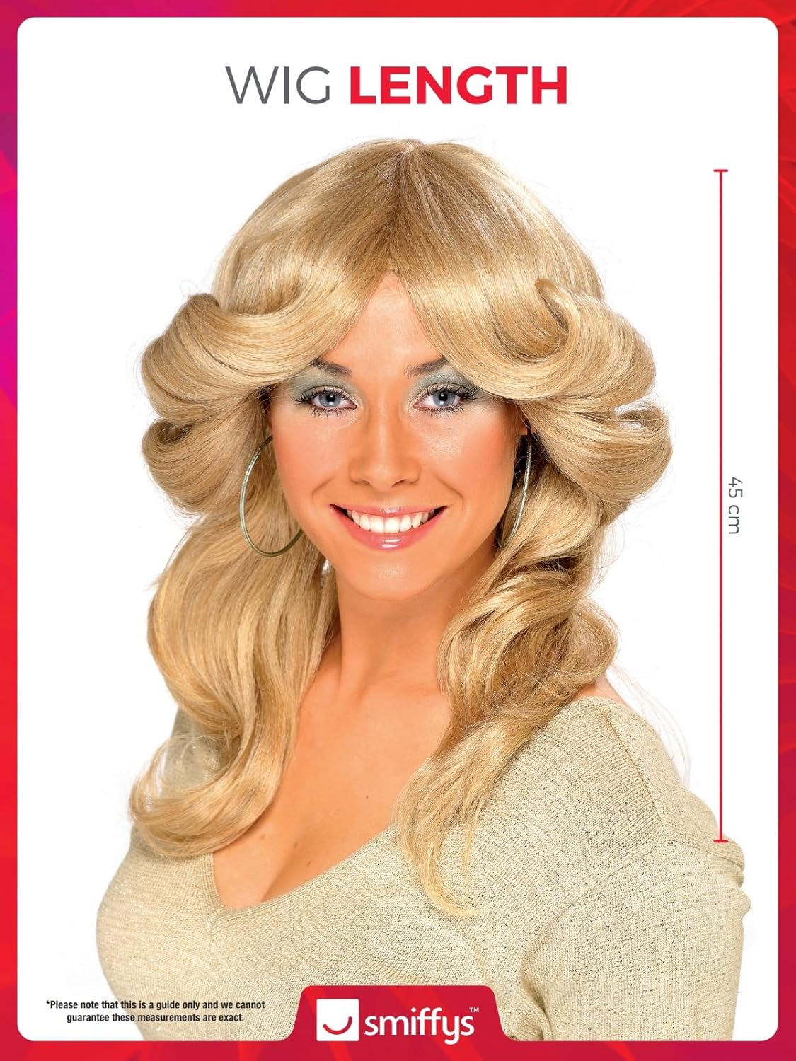 70s Flick Wig, Blonde Long, Wavy & Layered, 1970's Disco Fancy Dress, 1970s Dress Up Wigs Halloween